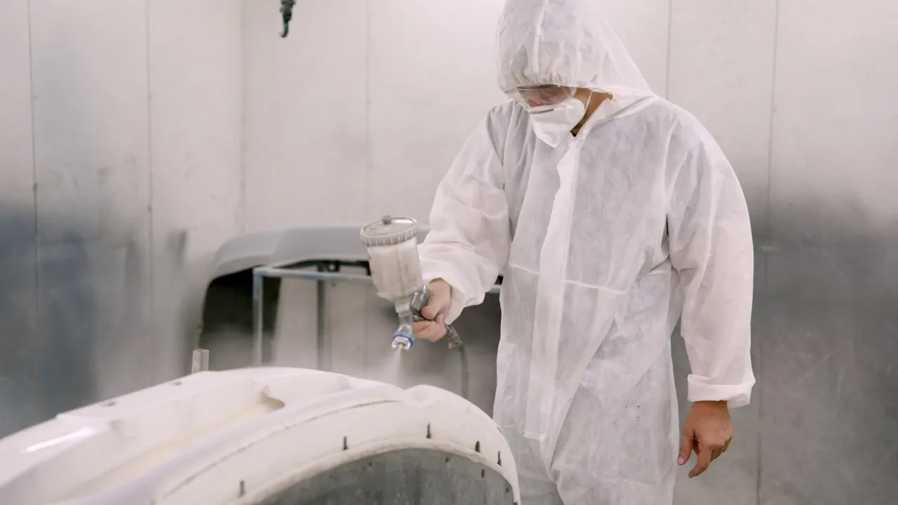 Car,Painters,Wear,Ppe,Over,Their,Heads,And,Goggles,Over